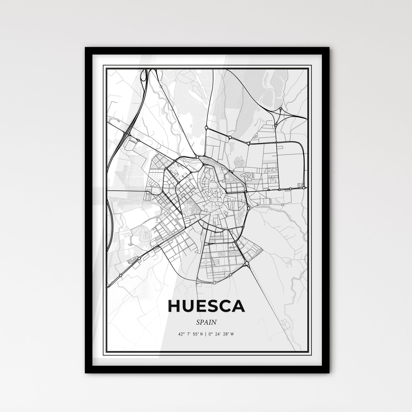 Huesca Spain - Scandinavian Style City Map for Modern Home Decor