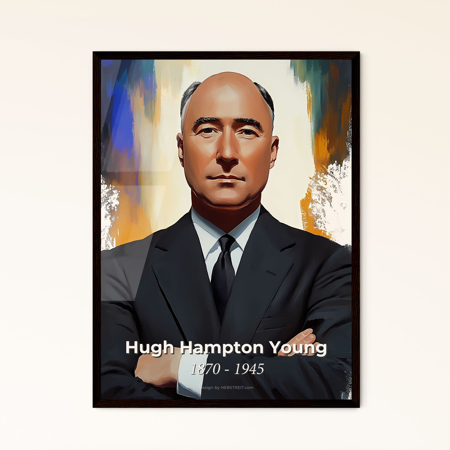 Portrait of Hugh Hampton Young, 1870 - 1945. Impressionistic painting of a man in a suit with his arms crossed.