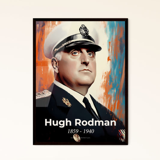 Portrait of Hugh Rodman, 1859 - 1940. Impressionistic painting of a man in a uniform.