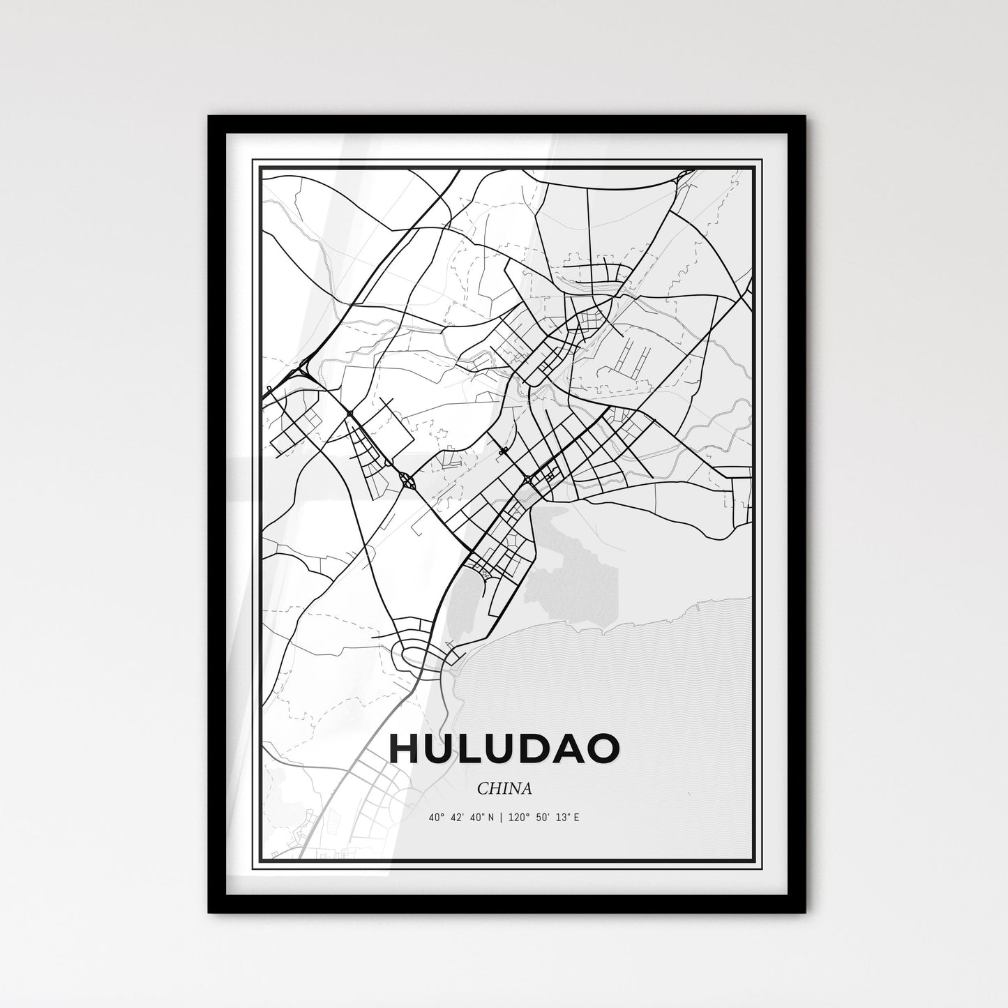 Huludao China - Scandinavian Style City Map for Modern Home Decor