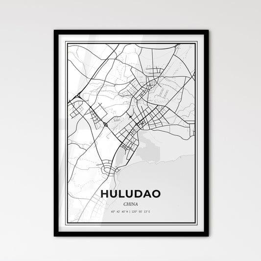 Huludao China - Scandinavian Style City Map for Modern Home Decor