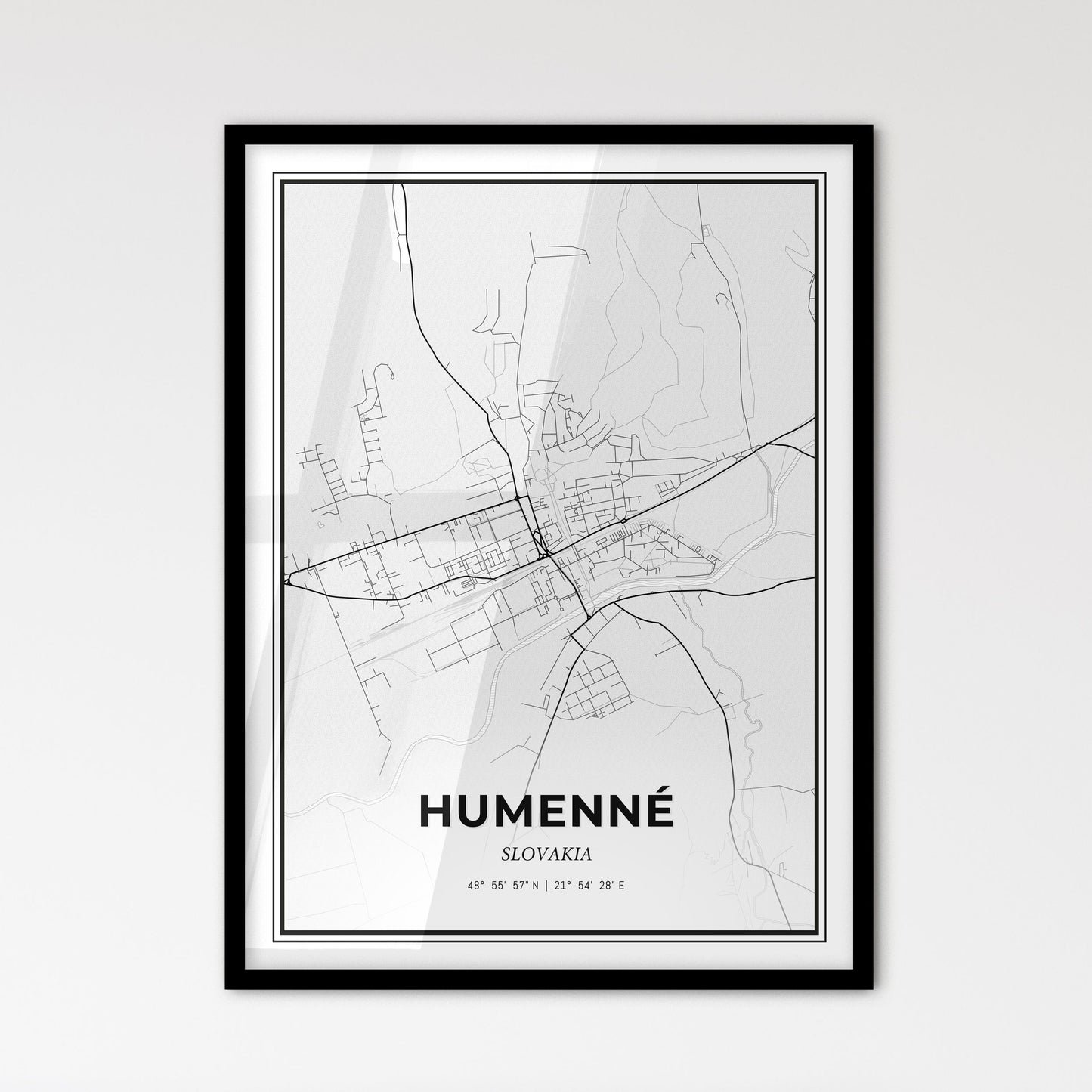 Humenné Slovakia - Scandinavian Style City Map for Modern Home Decor