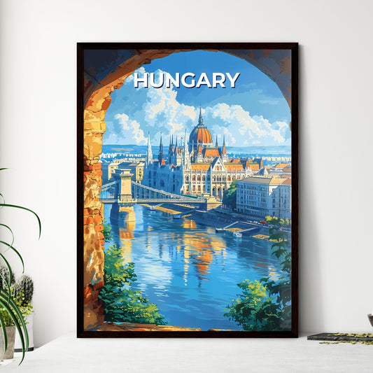 Vibrant Painting of Magyar Bridge with Buda Castle, Hungary