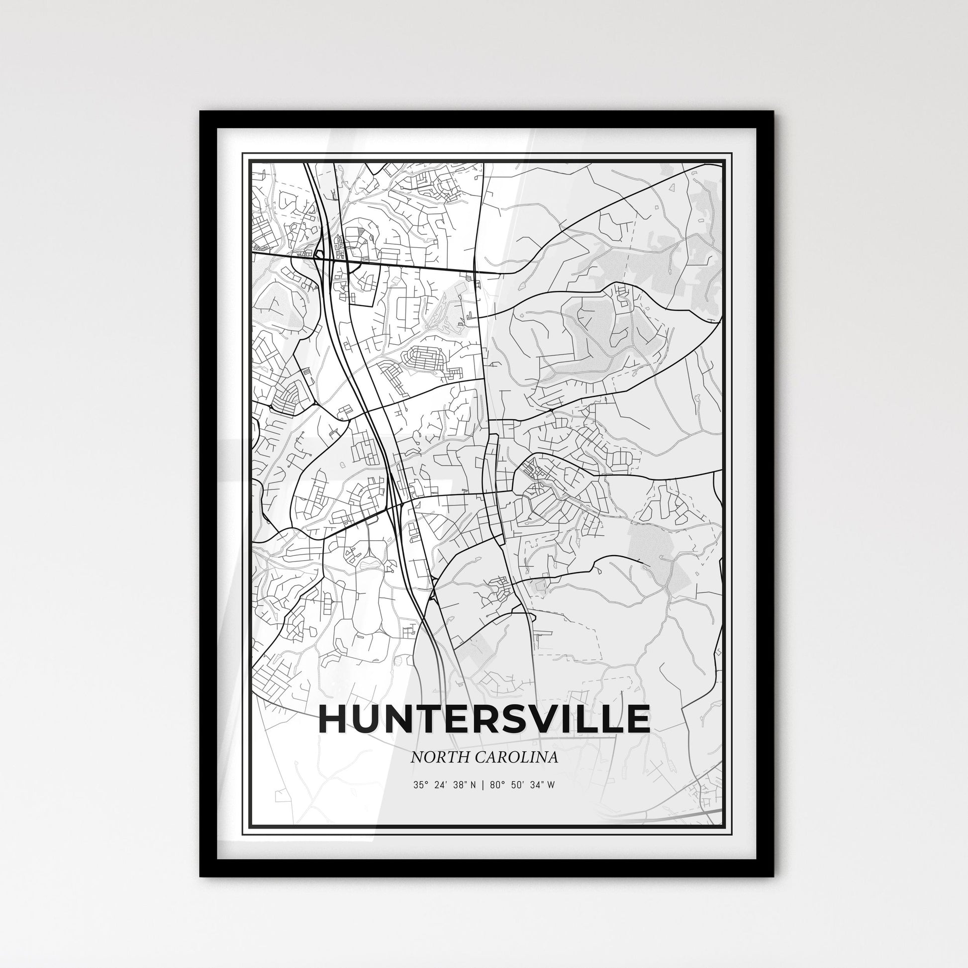 Huntersville North Carolina - Scandinavian Style City Map for Modern Home Decor