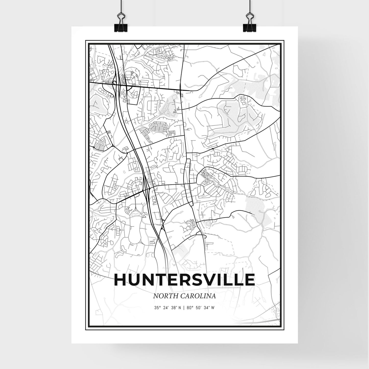 Huntersville North Carolina - Premium City Map Poster