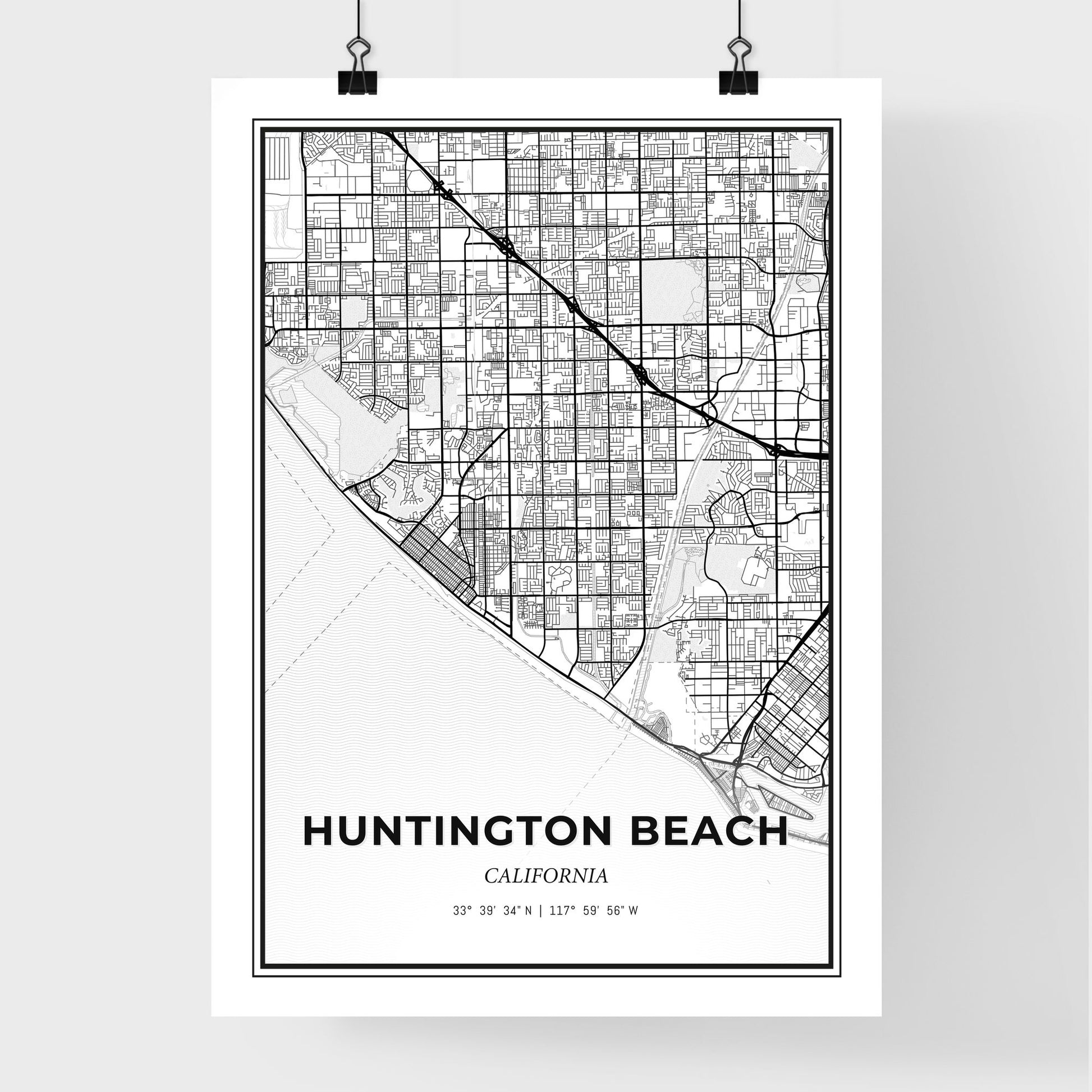 Huntington Beach California - Premium City Map Poster