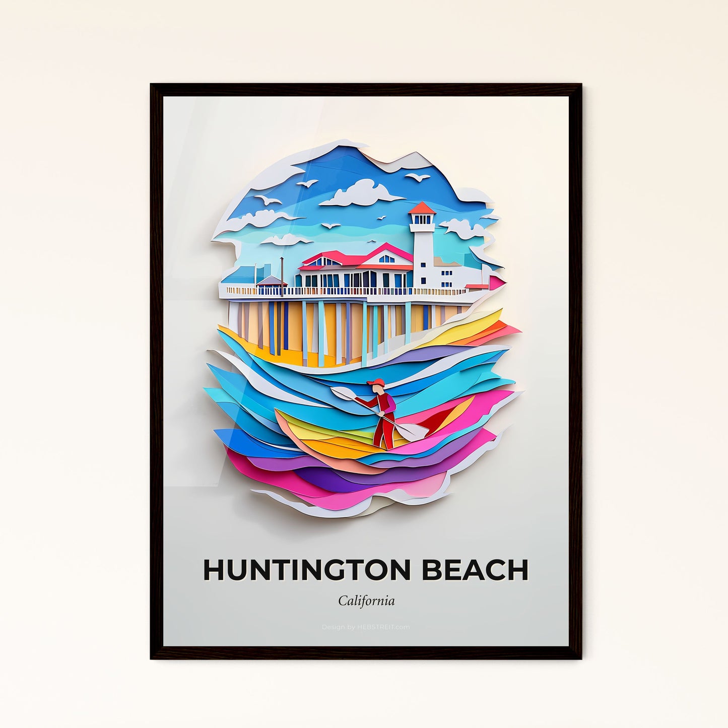 Vivid Huntington Beach, California - a paper cut of a person in a boat