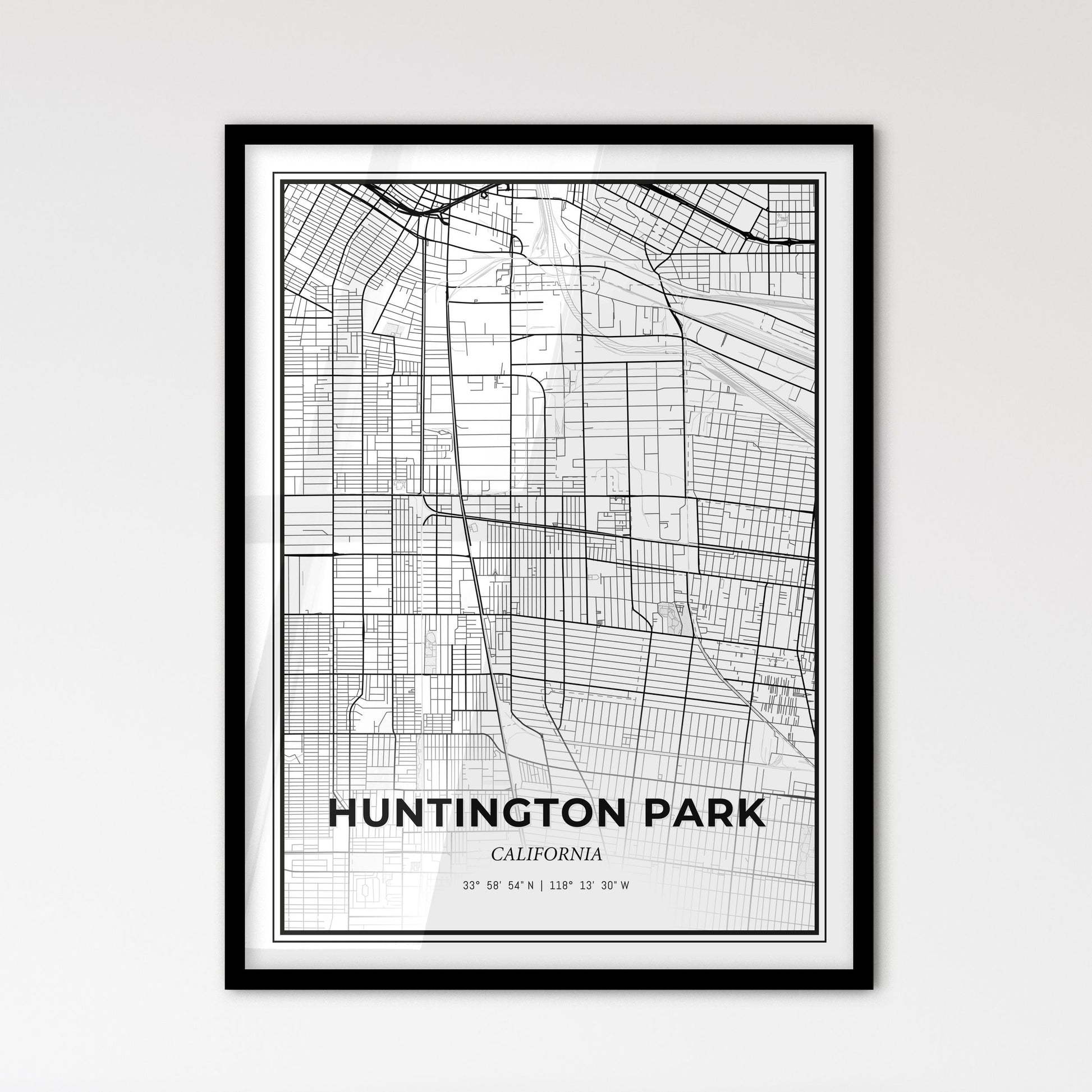 Huntington Park California - Scandinavian Style City Map for Modern Home Decor