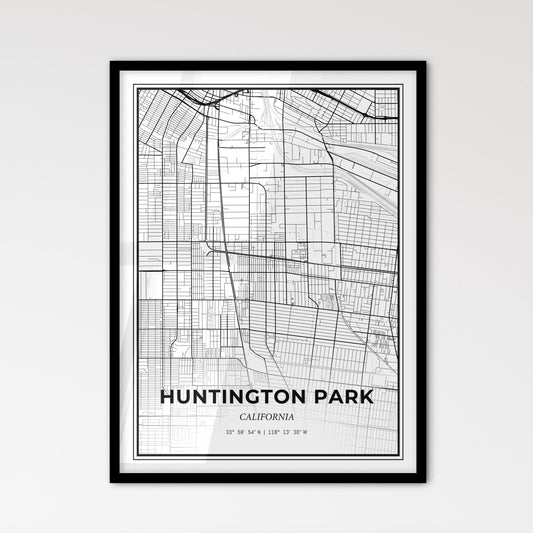 Huntington Park California - Scandinavian Style City Map for Modern Home Decor