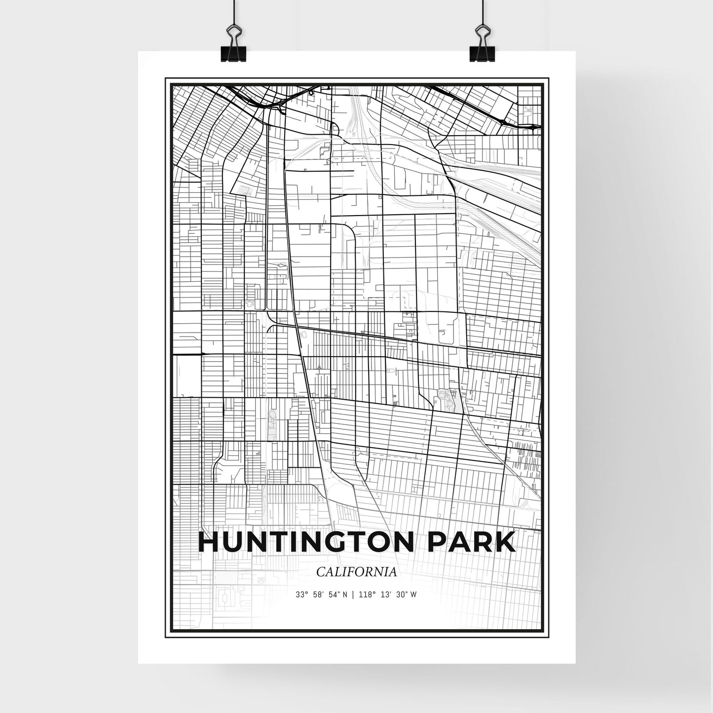 Huntington Park California - Premium City Map Poster