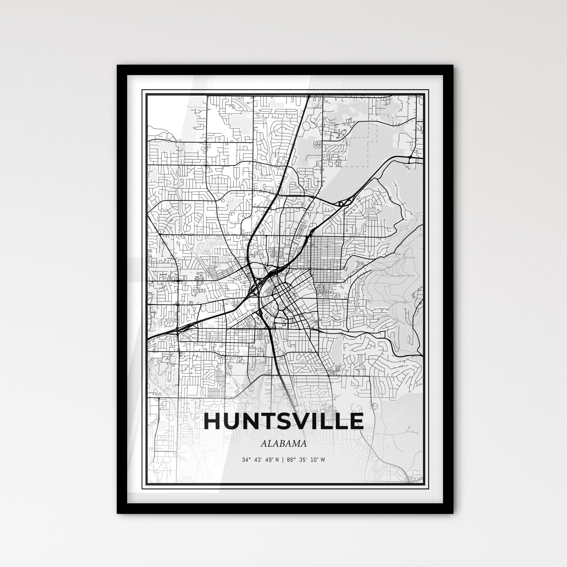 Huntsville Alabama - Scandinavian Style City Map for Modern Home Decor