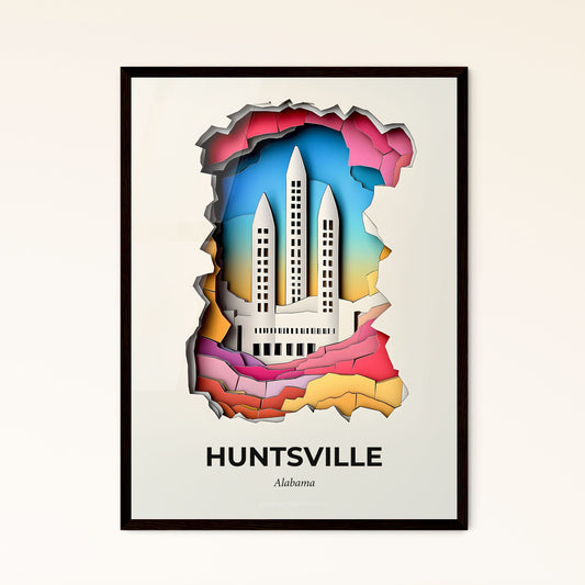 Vivid Huntsville, Alabama - a paper cut of a city with a sky background