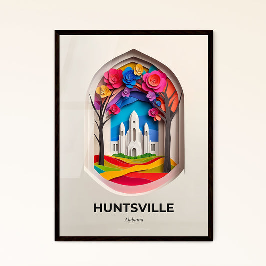 Vivid Huntsville, Alabama - a paper cut of a church with a tree