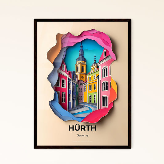 Vivid Hurth, Germany - a paper cut of a city with a clock tower