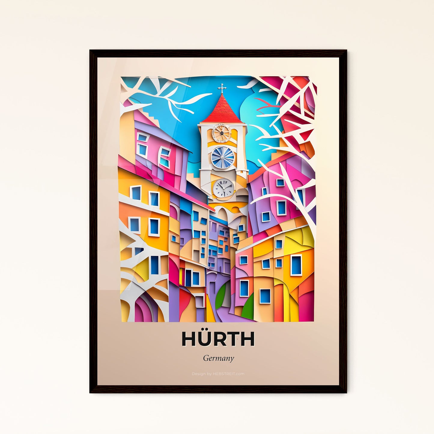 Vivid Hurth, Germany - a colorful city with a clock tower in the middle