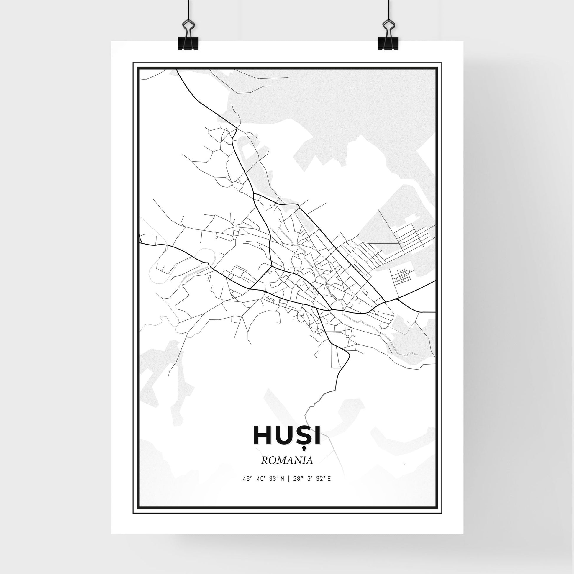 Huși Romania - Premium City Map Poster