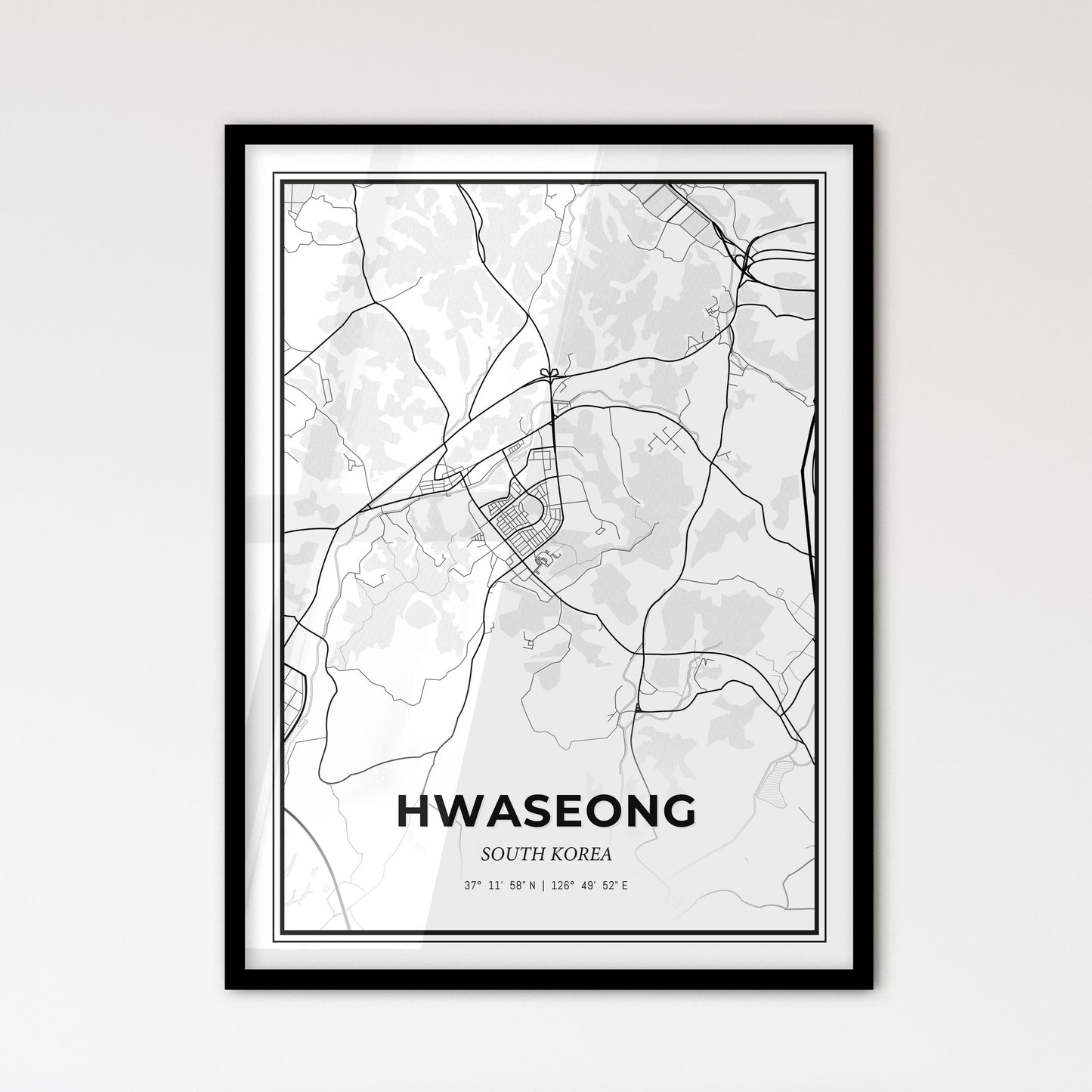 Hwaseong South Korea - Scandinavian Style City Map for Modern Home Decor