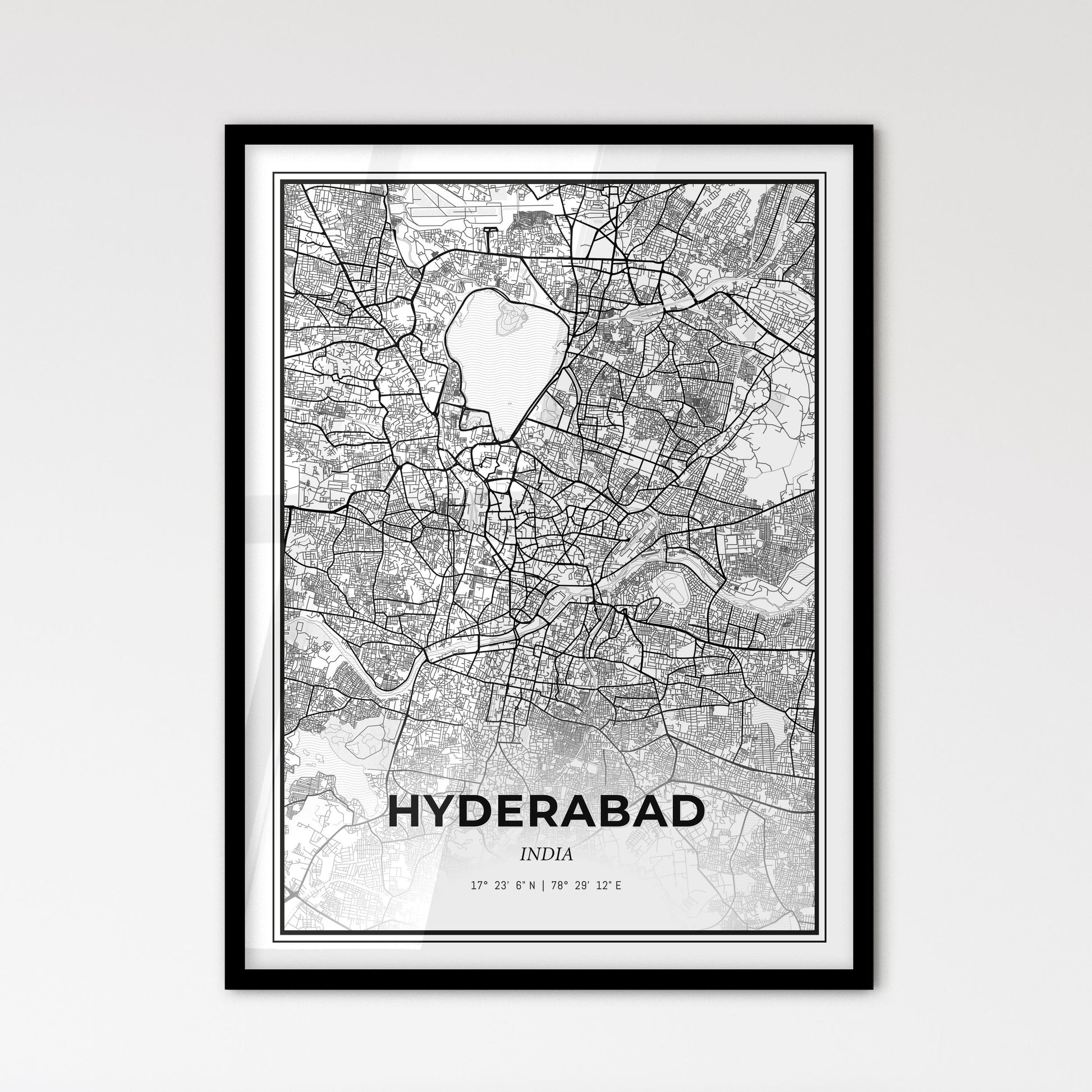 Hyderabad India - Scandinavian Style City Map for Modern Home Decor