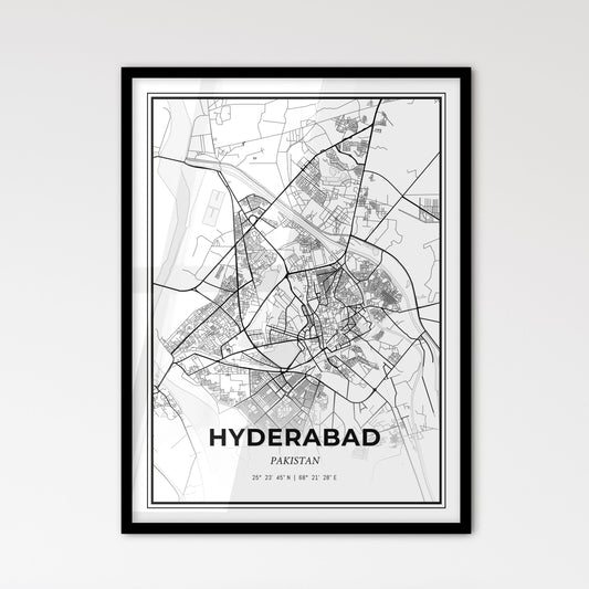 Hyderabad Pakistan - Scandinavian Style City Map for Modern Home Decor