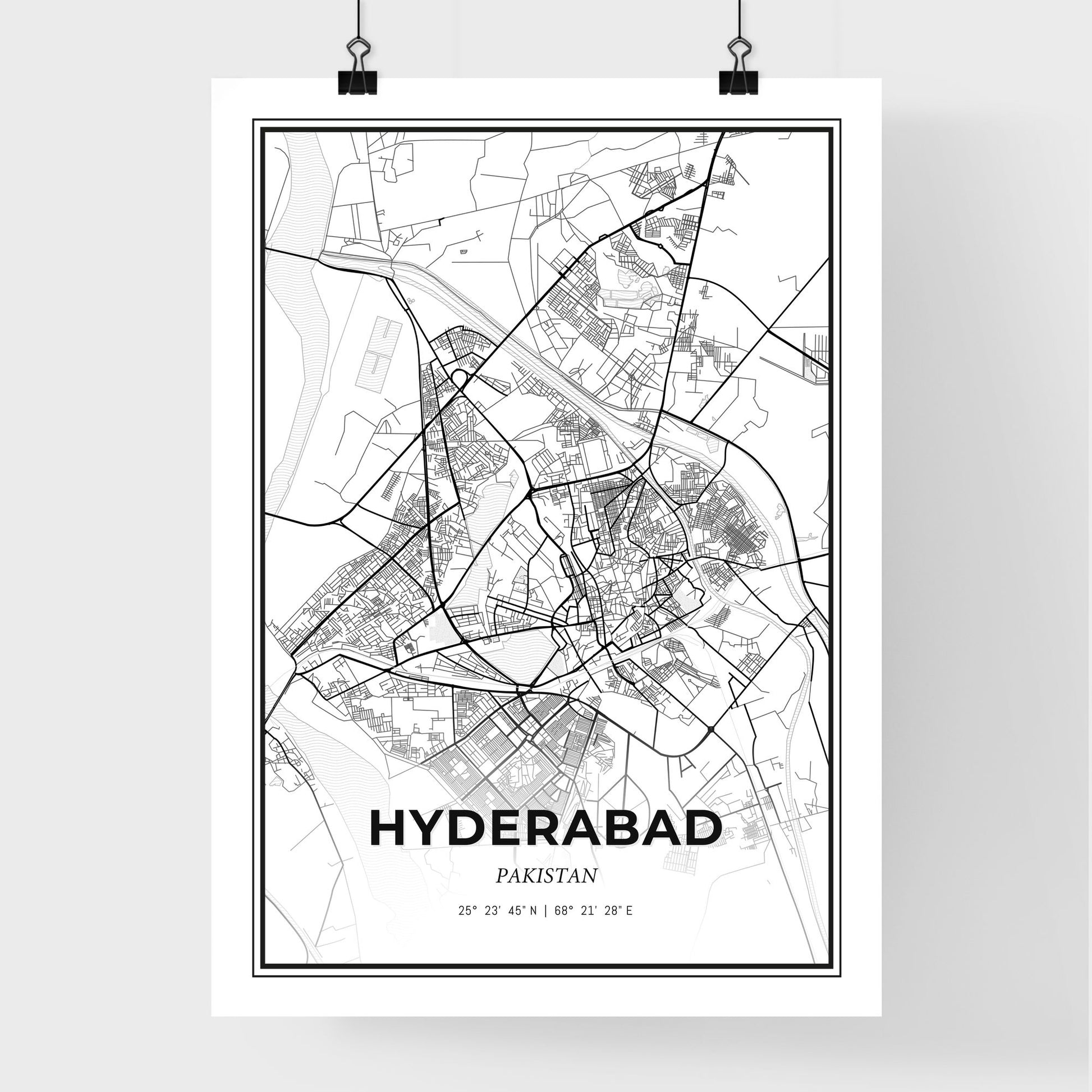 Hyderabad Pakistan - Premium City Map Poster