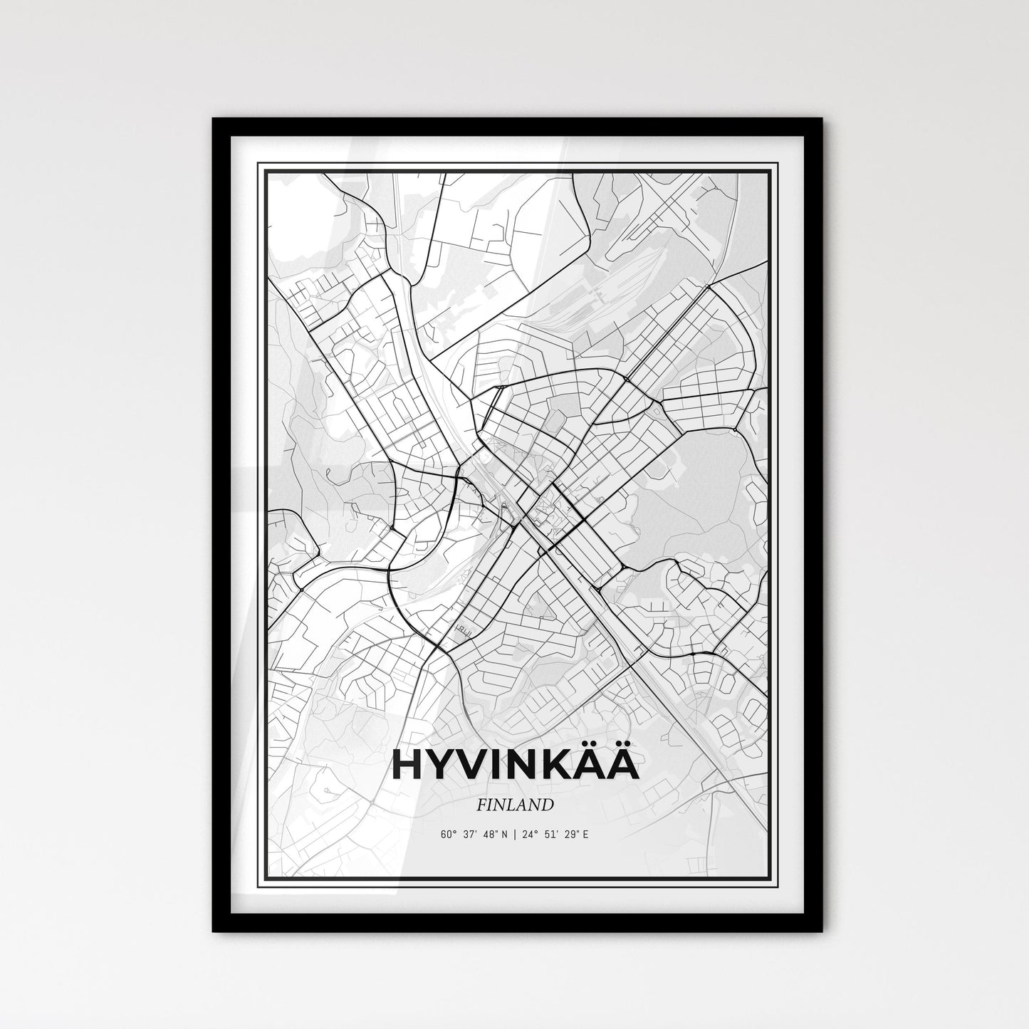 Hyvinkää Finland - Scandinavian Style City Map for Modern Home Decor