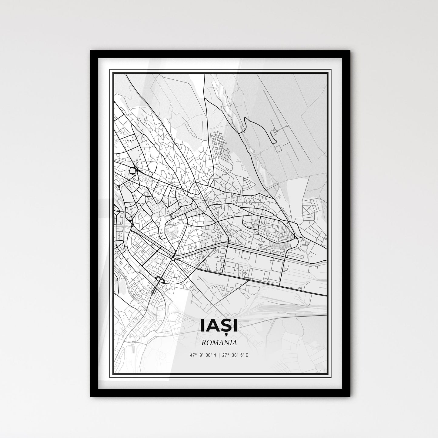 Iași Romania - Scandinavian Style City Map for Modern Home Decor