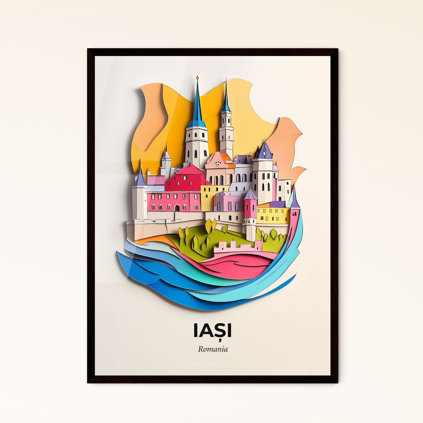 Vivid Iași, Romania - a paper cut of a city with a river