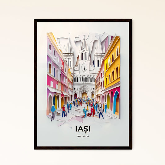 Vivid Iași, Romania - a paper cut of a city with people walking around