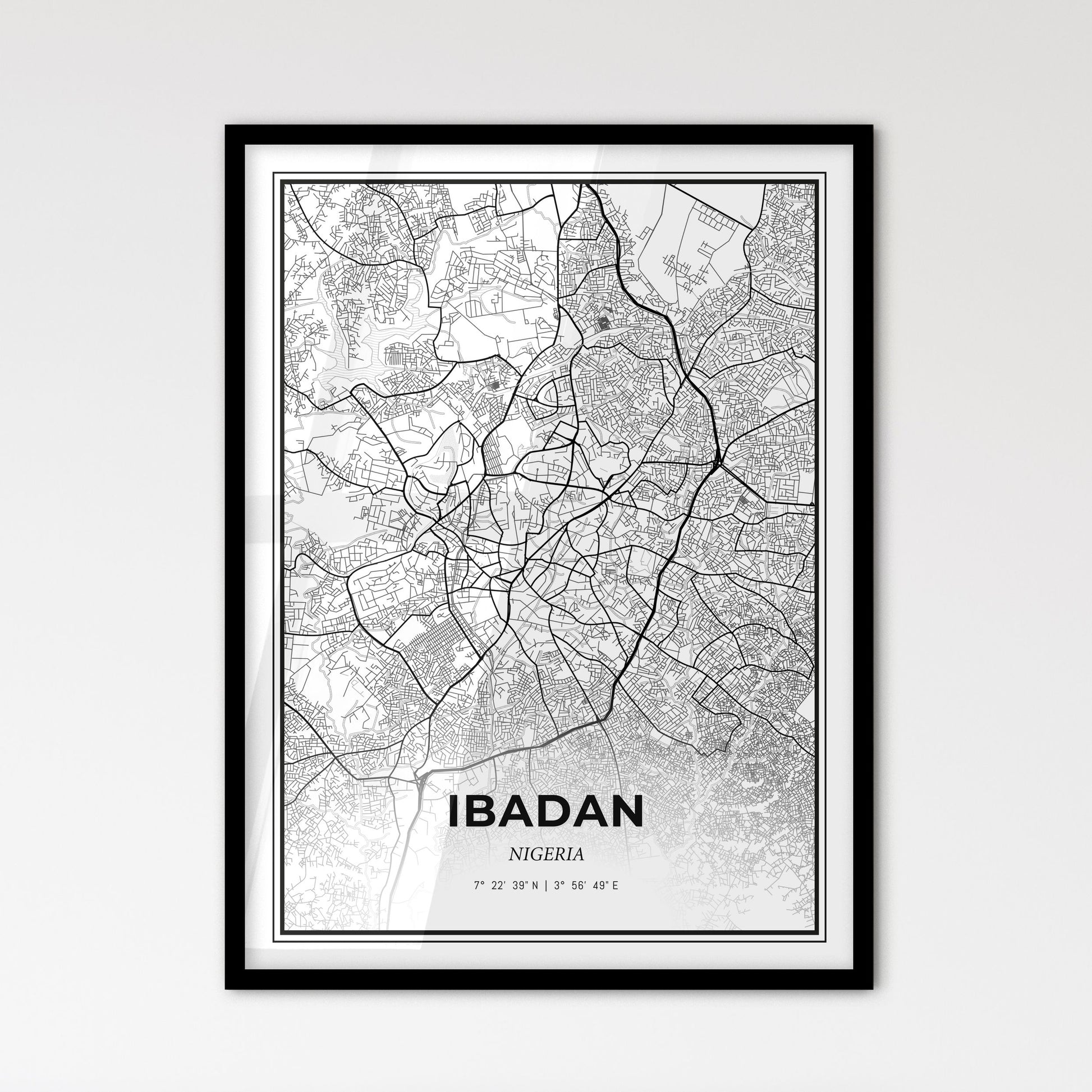 Ibadan Nigeria - Scandinavian Style City Map for Modern Home Decor