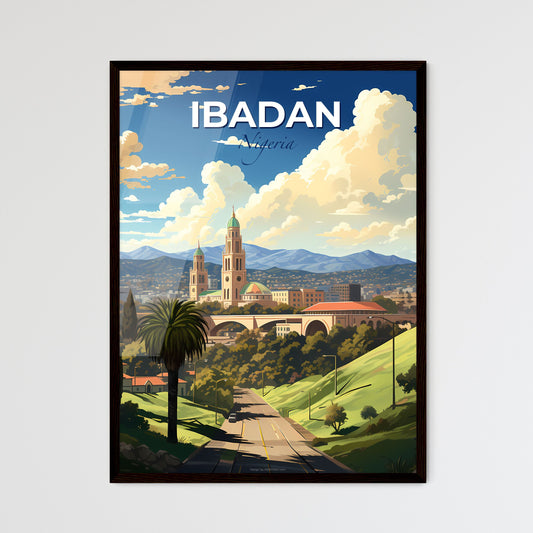 Vibrant Painting: Ibadan Nigeria Skyline with Roofs, Trees, and Buildings Default Title