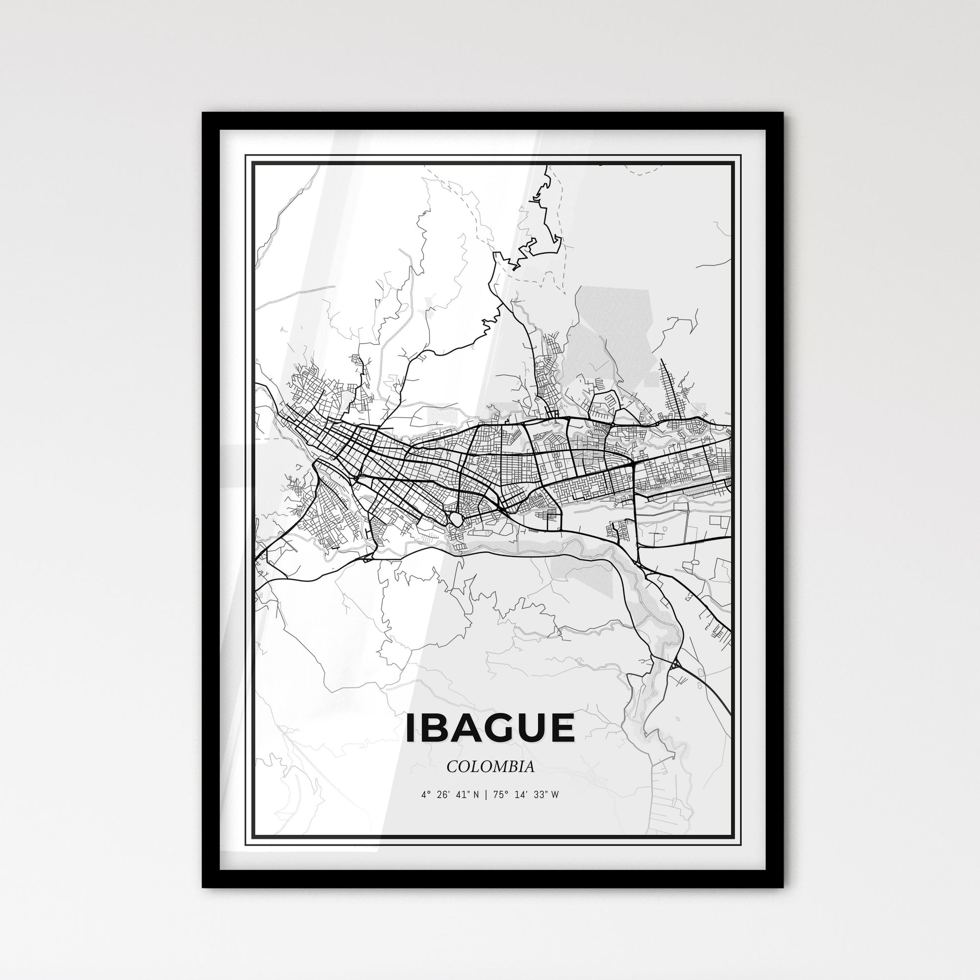 Ibague Colombia - Scandinavian Style City Map for Modern Home Decor