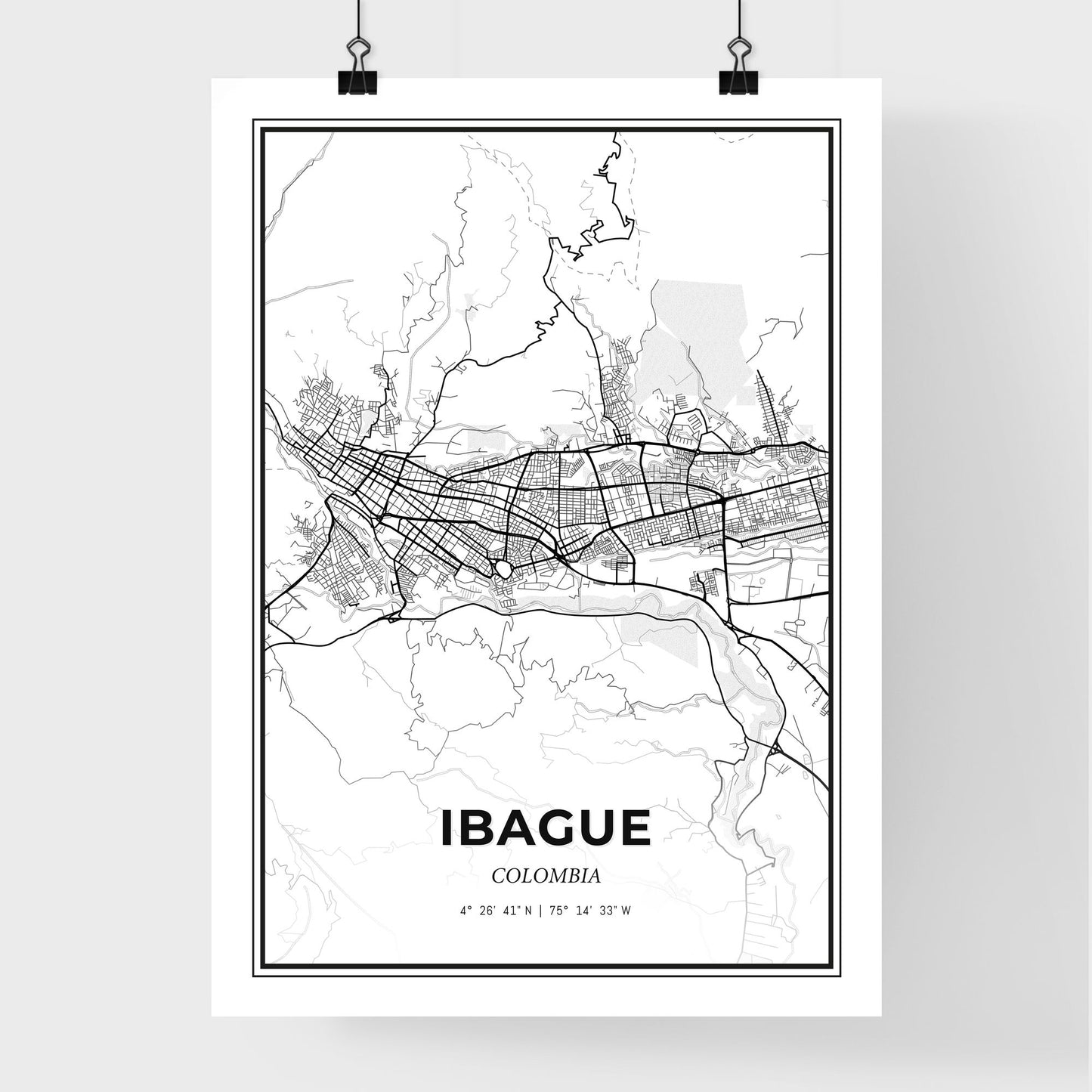 Ibague Colombia - Premium City Map Poster