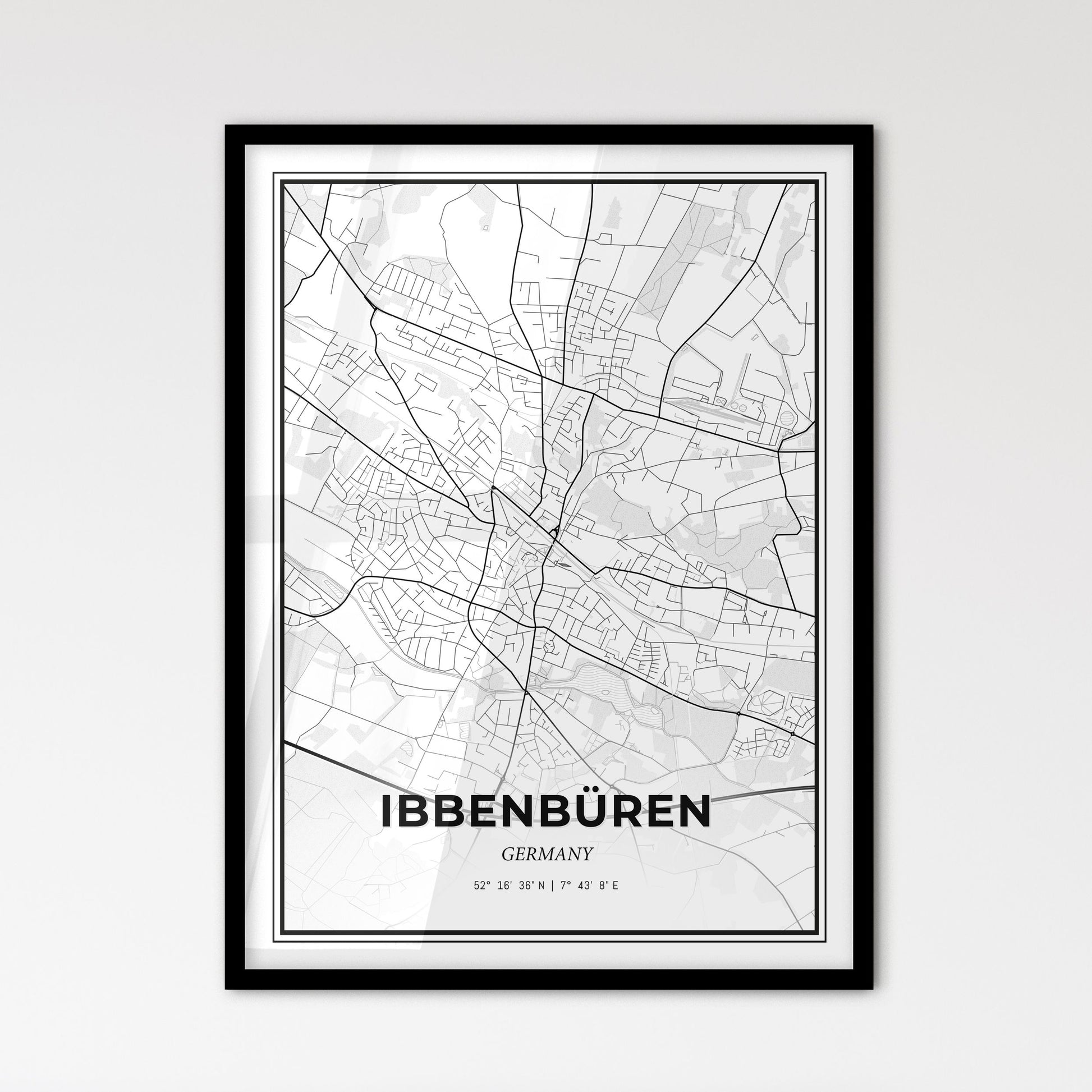 Ibbenburen Germany - Scandinavian Style City Map for Modern Home Decor