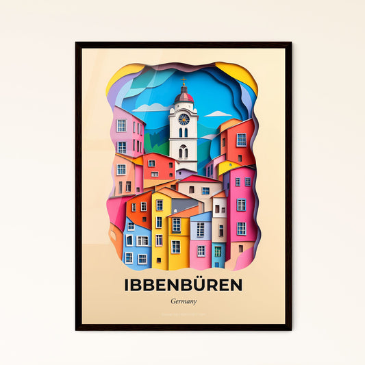 Vivid Ibbenburen, Germany - a colorful city with a clock tower in the middle