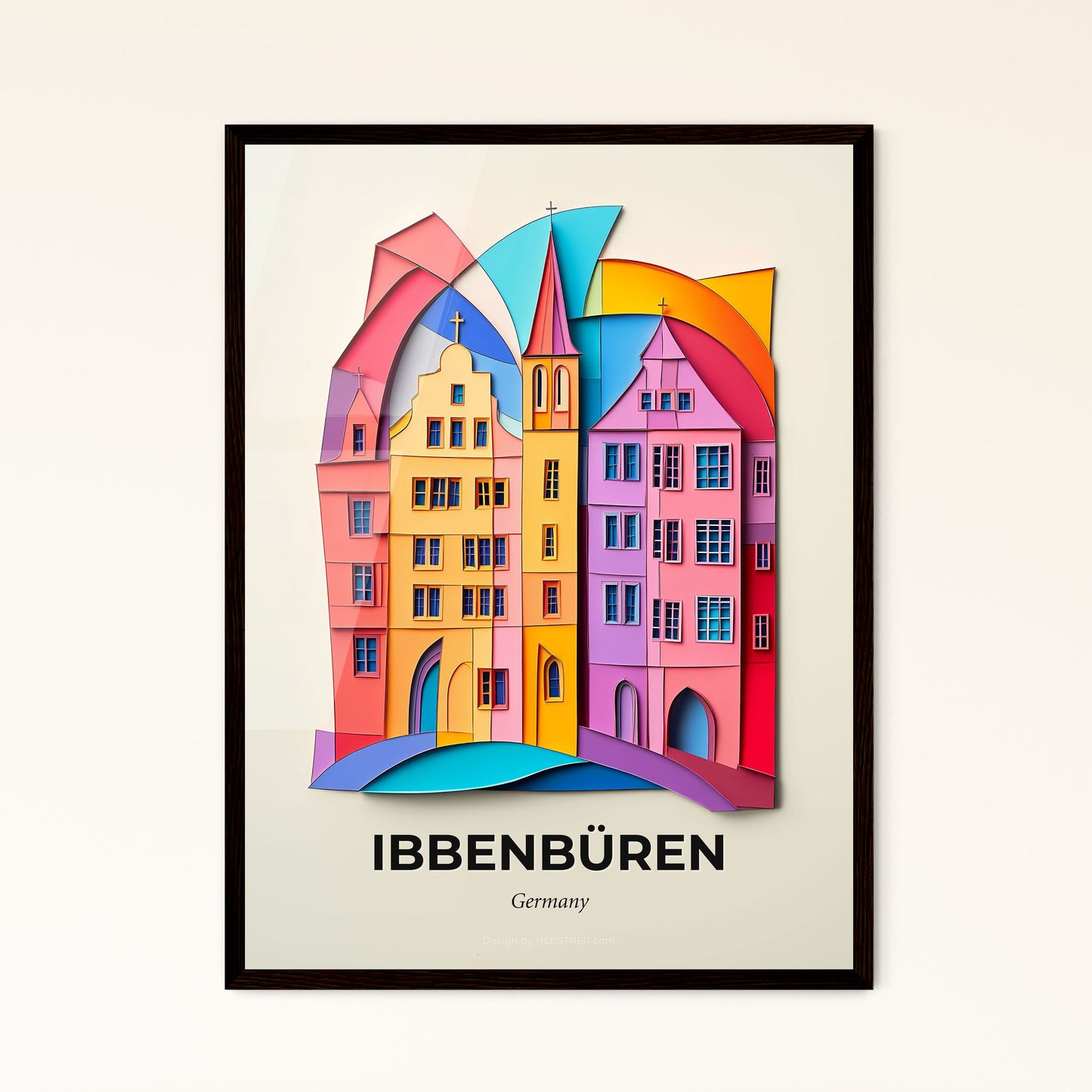 Vivid Ibbenburen, Germany - a paper cut of a city with a church