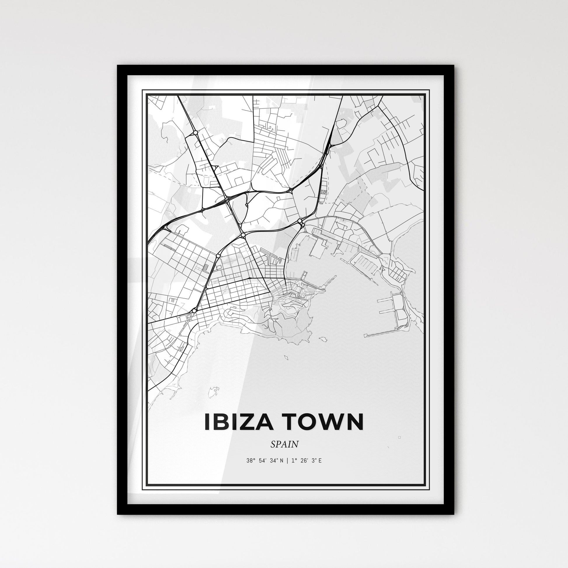 Ibiza Town Spain - Scandinavian Style City Map for Modern Home Decor