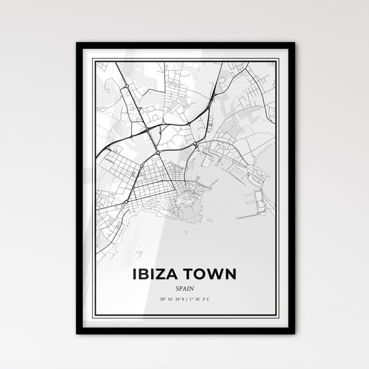 Ibiza Town Spain - Scandinavian Style City Map for Modern Home Decor