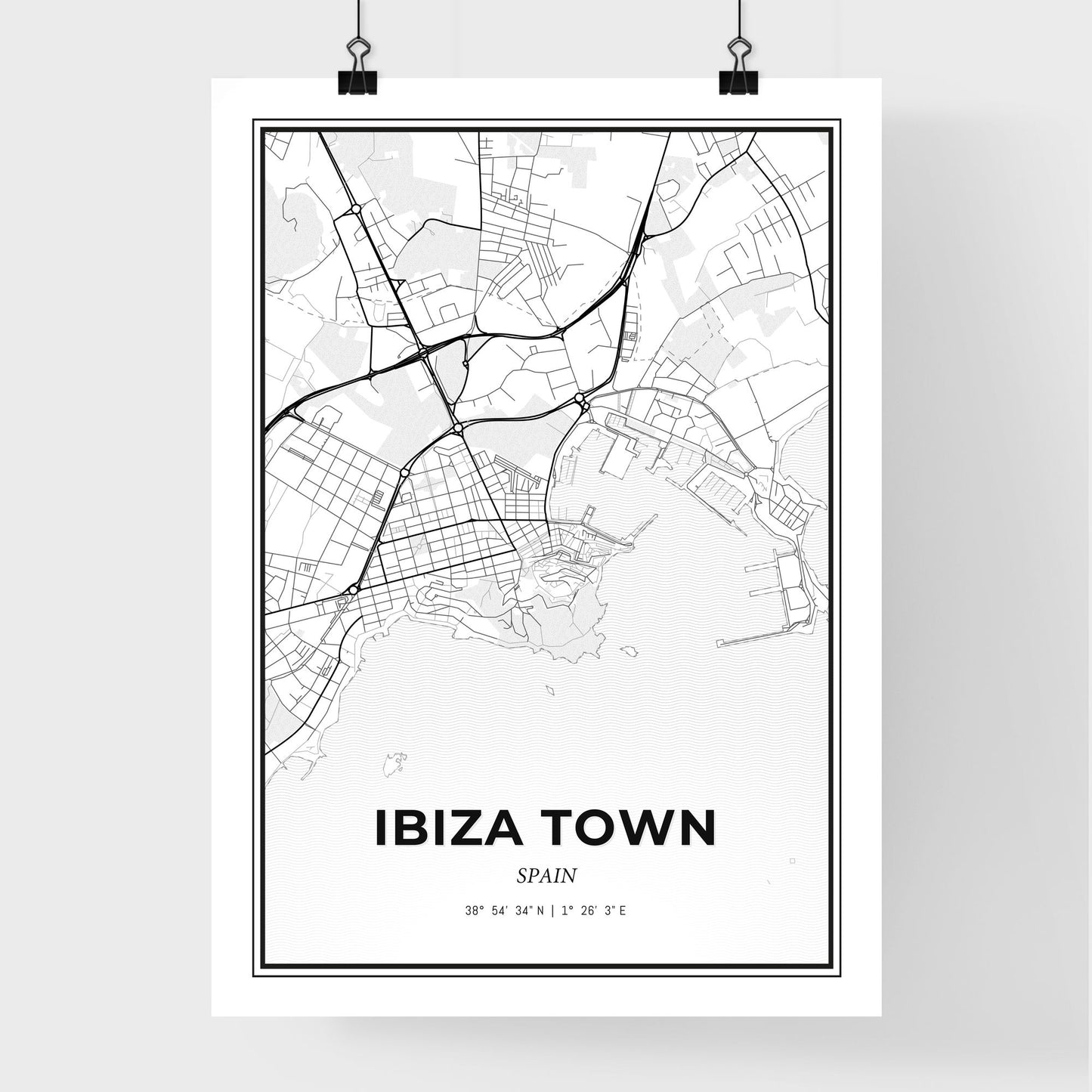 Ibiza Town Spain - Premium City Map Poster