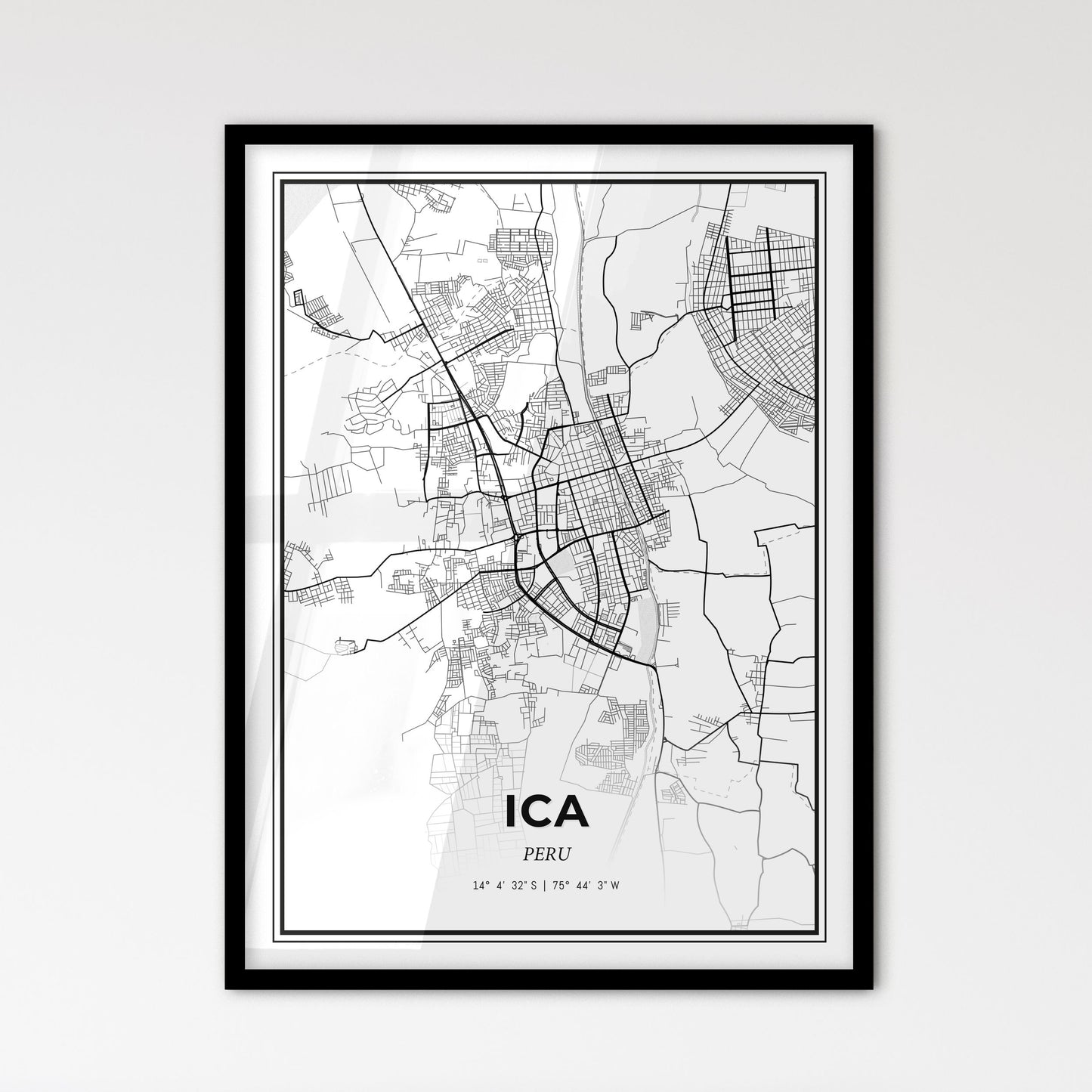 Ica Peru - Scandinavian Style City Map for Modern Home Decor