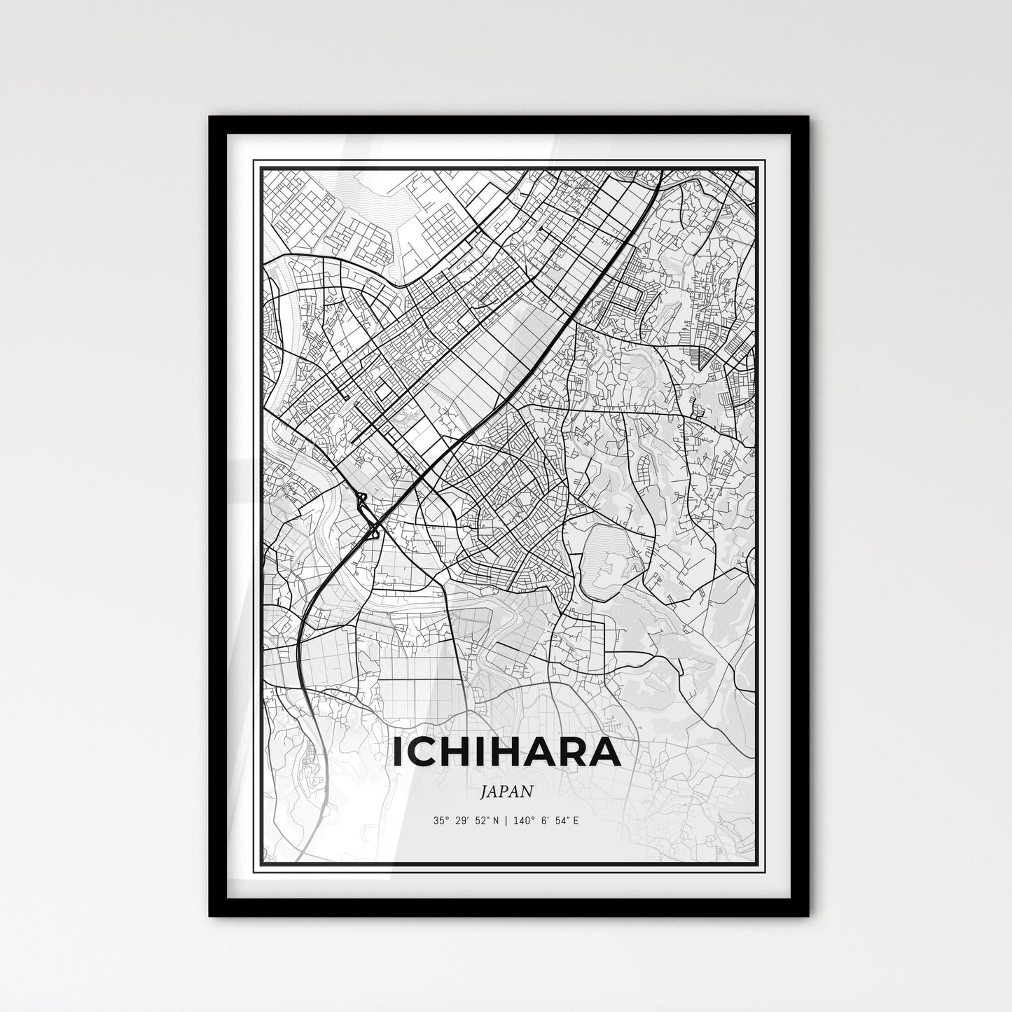 Ichihara Japan - Scandinavian Style City Map for Modern Home Decor