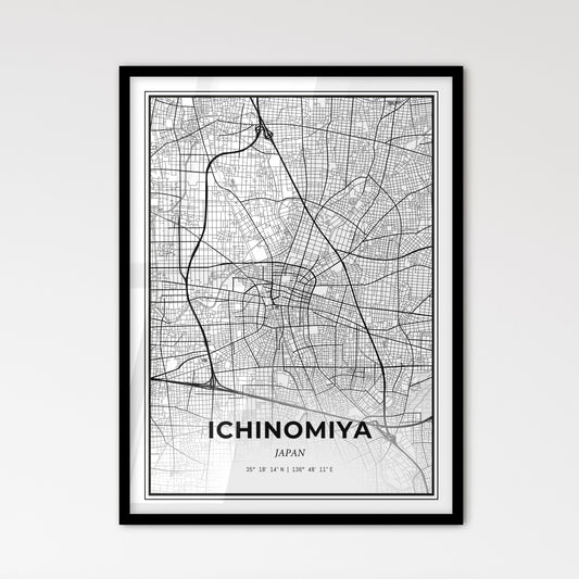 Ichinomiya Japan - Scandinavian Style City Map for Modern Home Decor