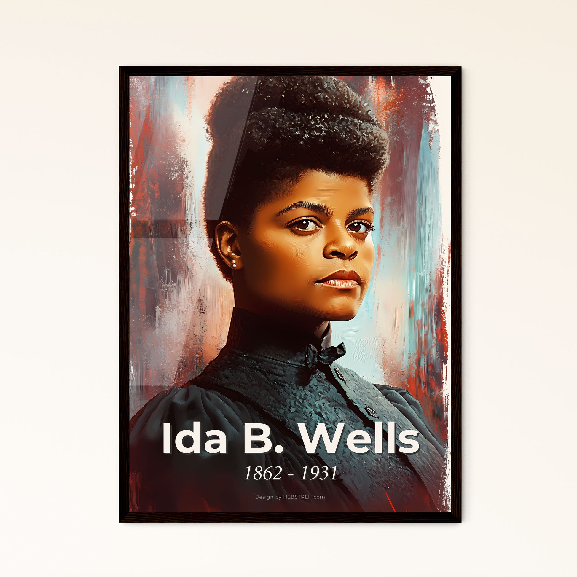 Portrait of Ida B. Wells, 1862 - 1931. Impressionistic painting of a woman with a high bun.