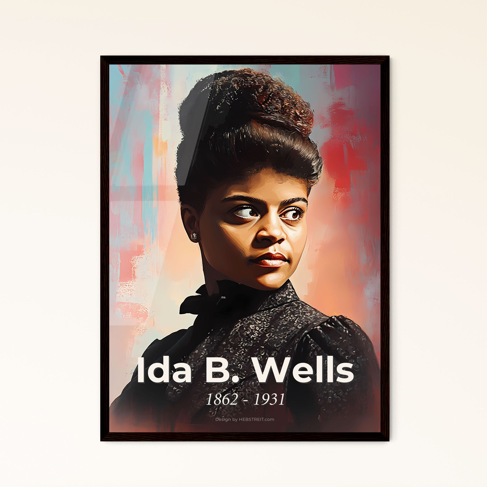 Portrait of Ida B. Wells, 1862 - 1931. Impressionistic painting of a woman with a high bun.