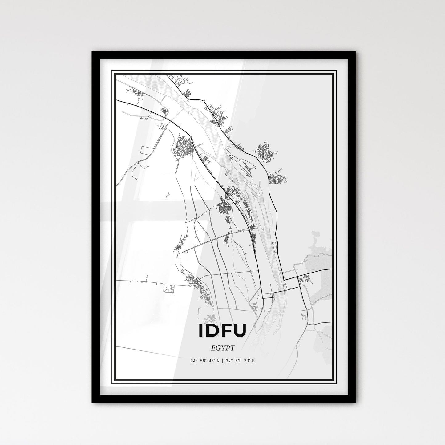 Idfu Egypt - Scandinavian Style City Map for Modern Home Decor