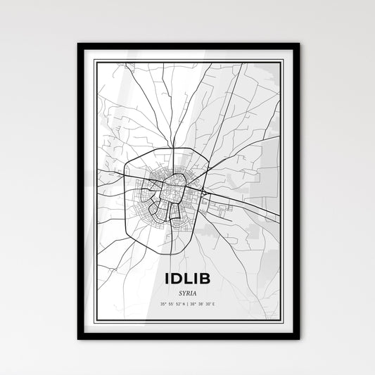 Idlib Syria - Scandinavian Style City Map for Modern Home Decor