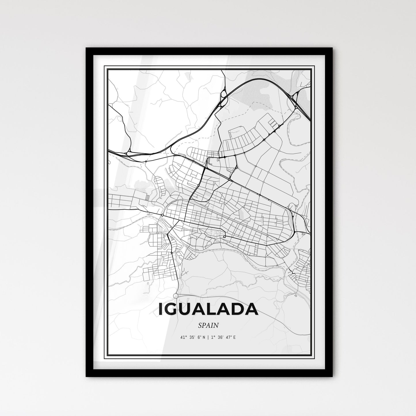 Igualada Spain - Scandinavian Style City Map for Modern Home Decor