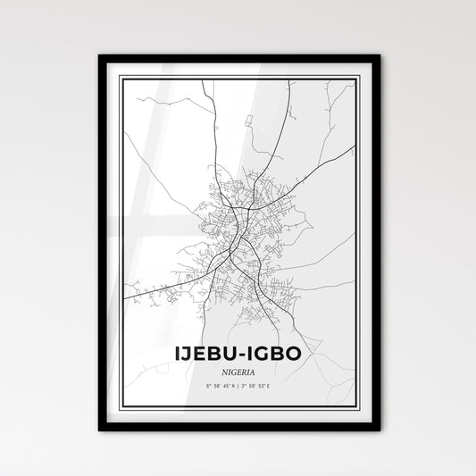 Ijebu-Igbo Nigeria - Scandinavian Style City Map for Modern Home Decor