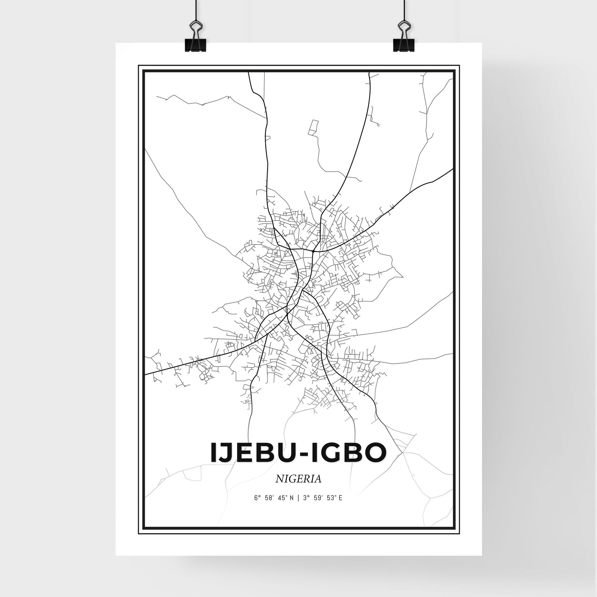 Ijebu-Igbo Nigeria - Premium City Map Poster