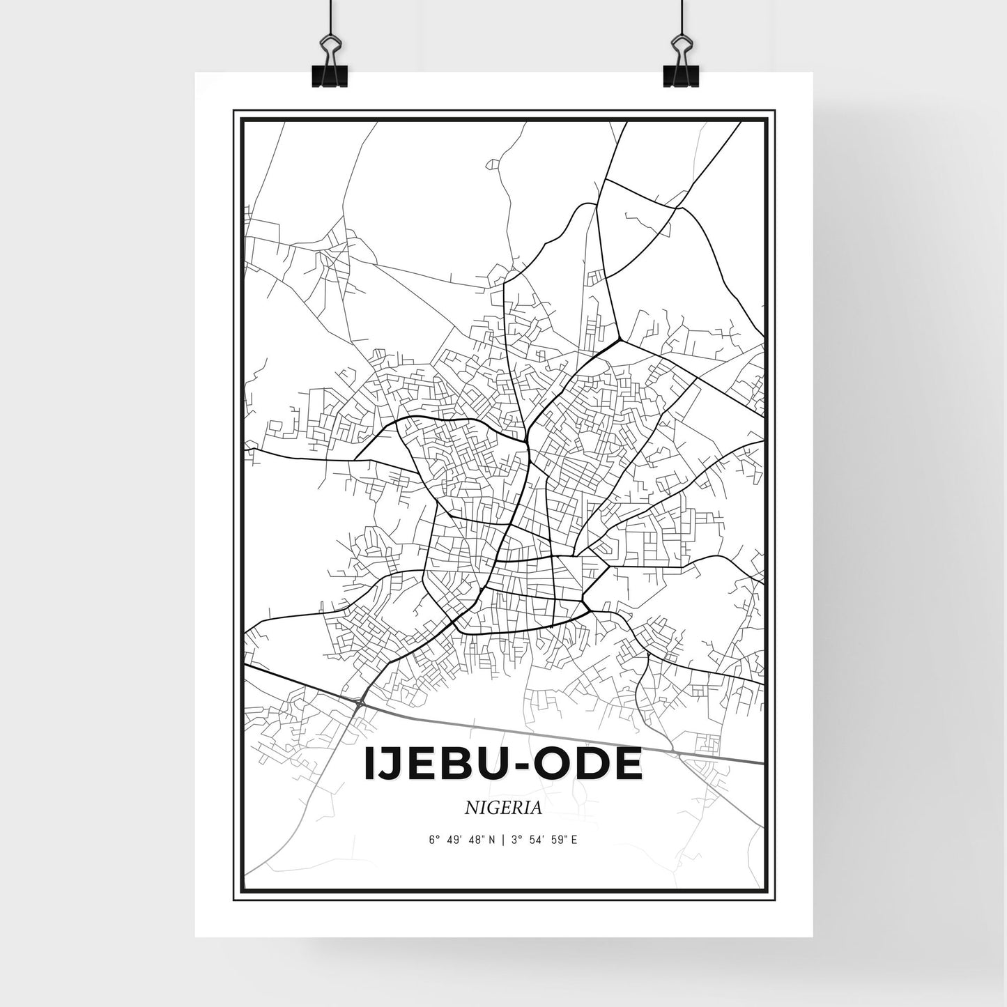 Ijebu-Ode Nigeria - Premium City Map Poster