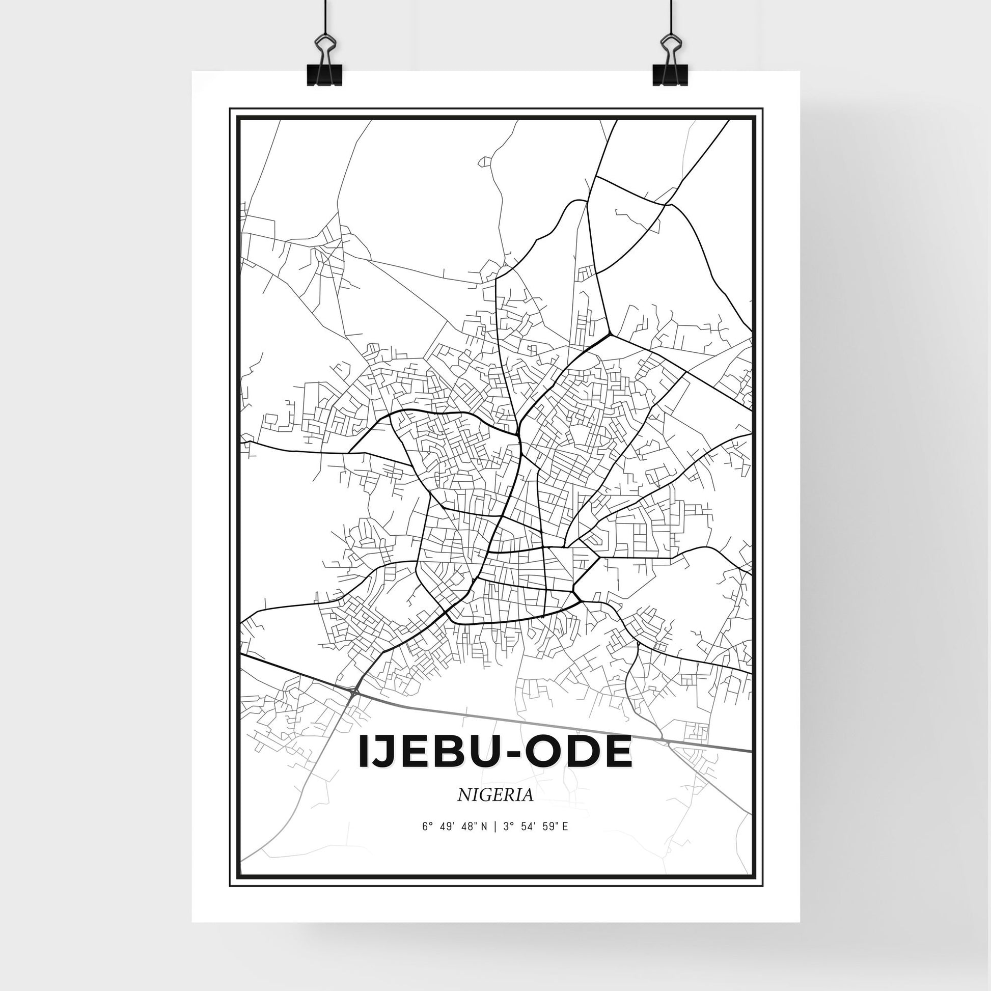 Ijebu-Ode Nigeria - Premium City Map Poster